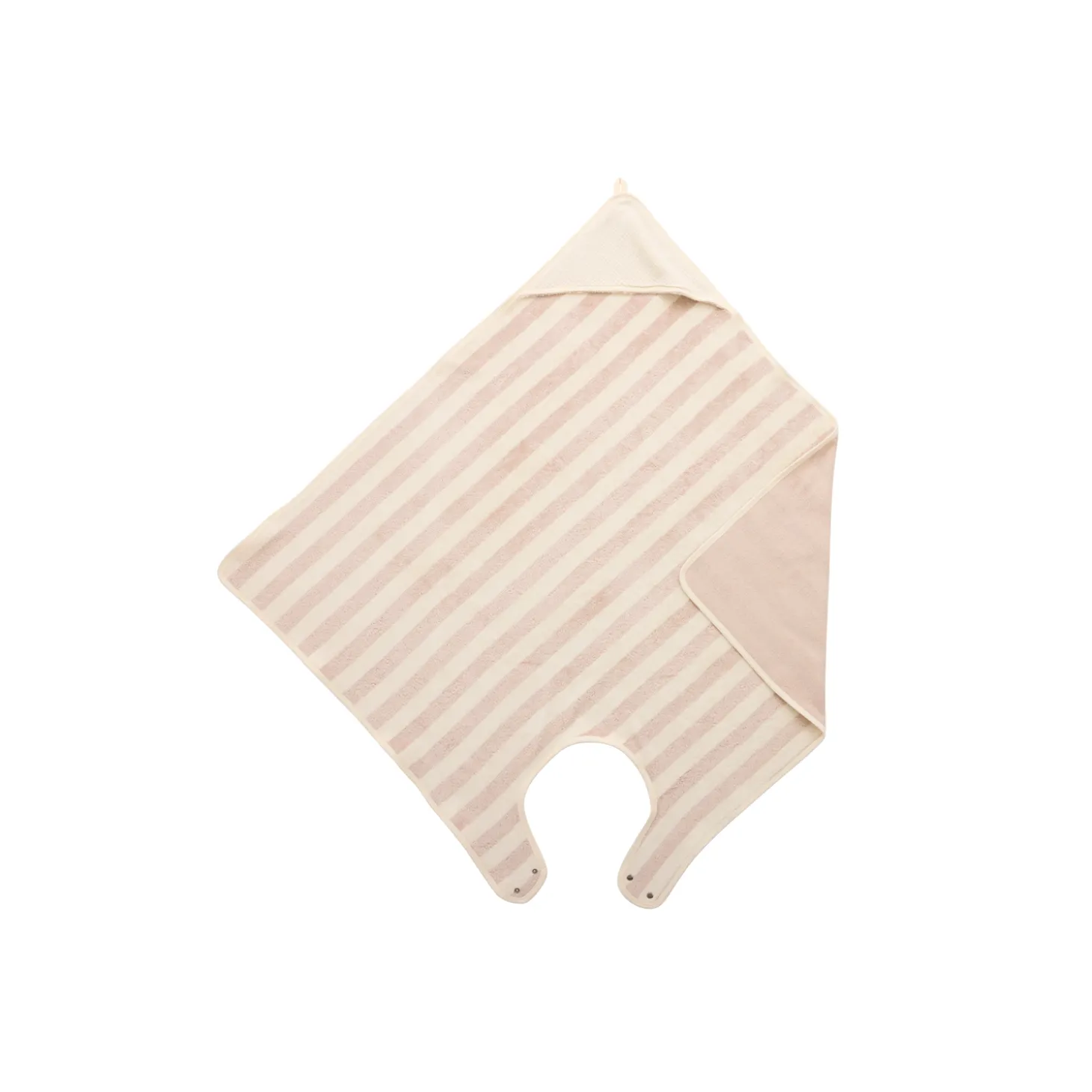BB&Co Cape de bain Tablier en bambou rayée Ivoire/ Galet 100x100 cm