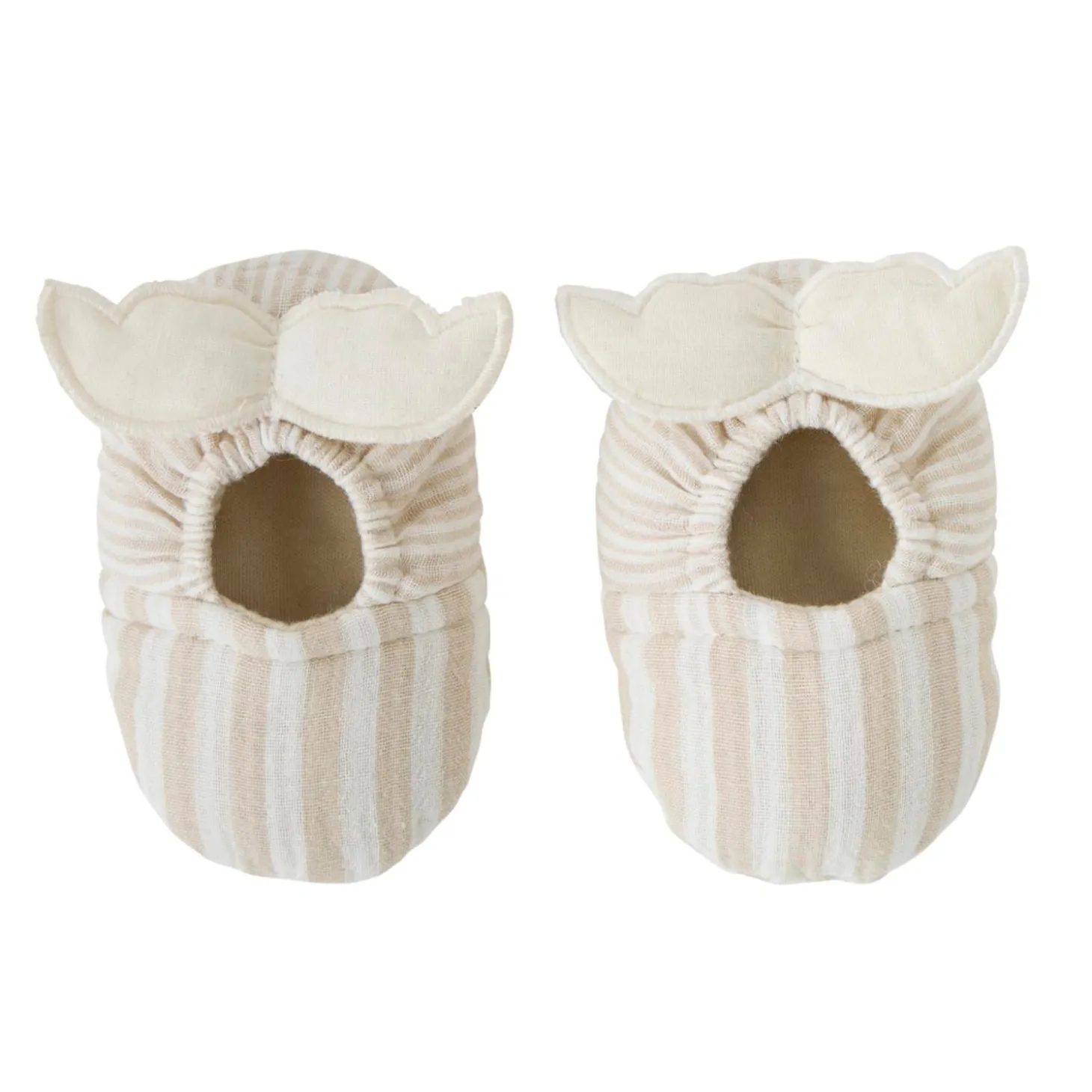 BB&Co Chaussons ailes d’ange en gaze rayé Écru/ Galet 0-6 mois