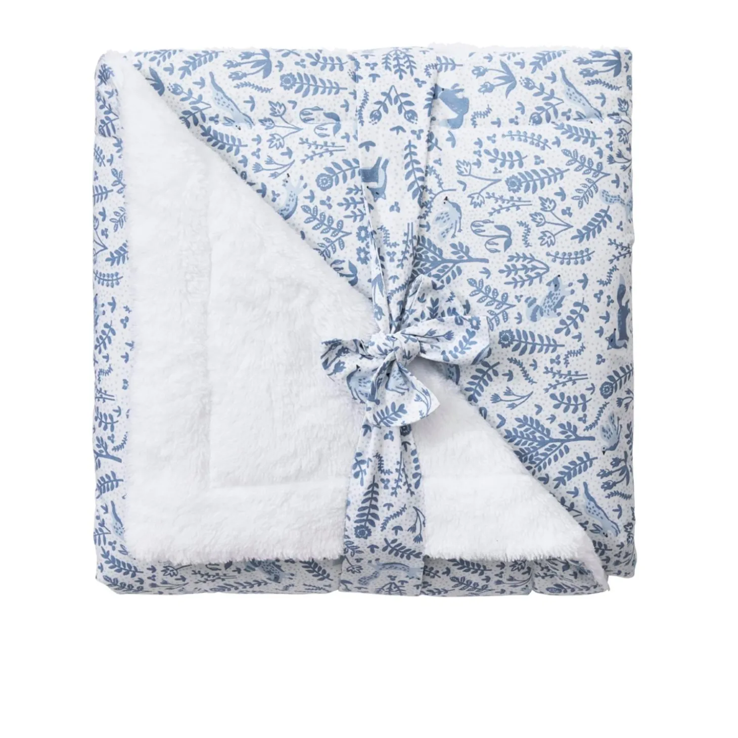 BB&Co Couverture Luxe fausse fourrure Forêt Enchantée Blanc/ Bleu 70x100 cm