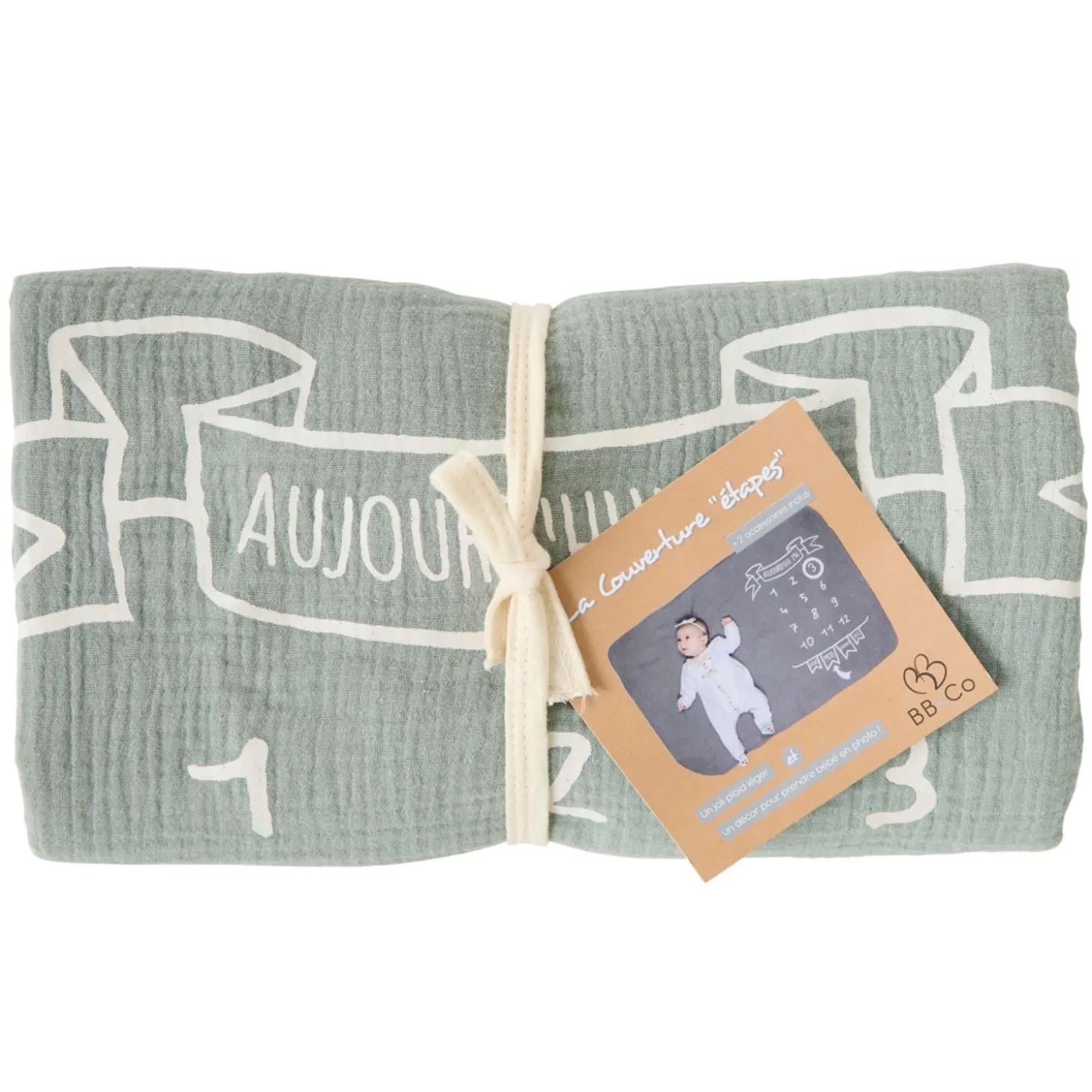 BB&Co Couverture étapes pour photos Vert De Gris / Écru