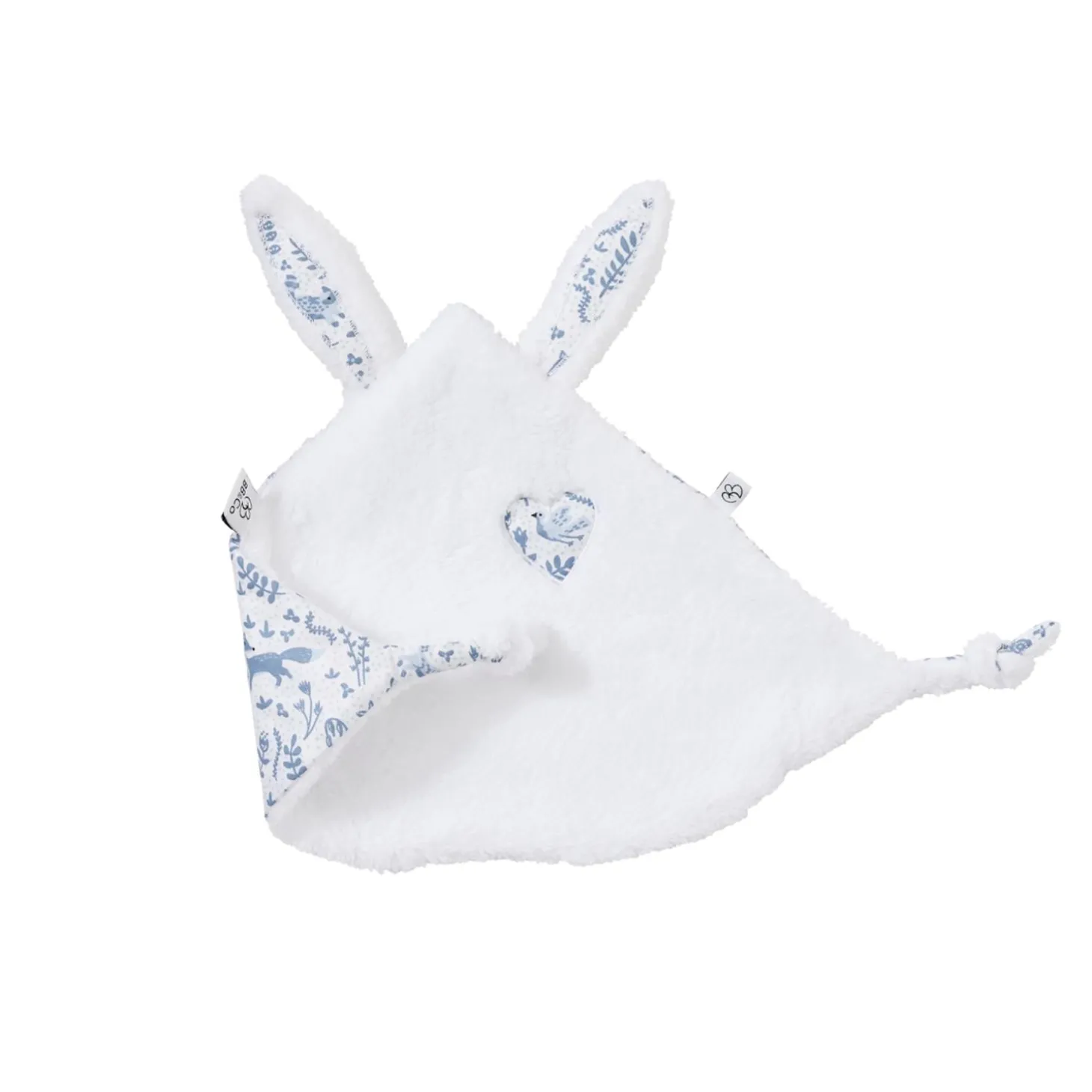 BB&Co Doudou lapin fausse fourrure Forêt Enchantée Blanc/ Bleu