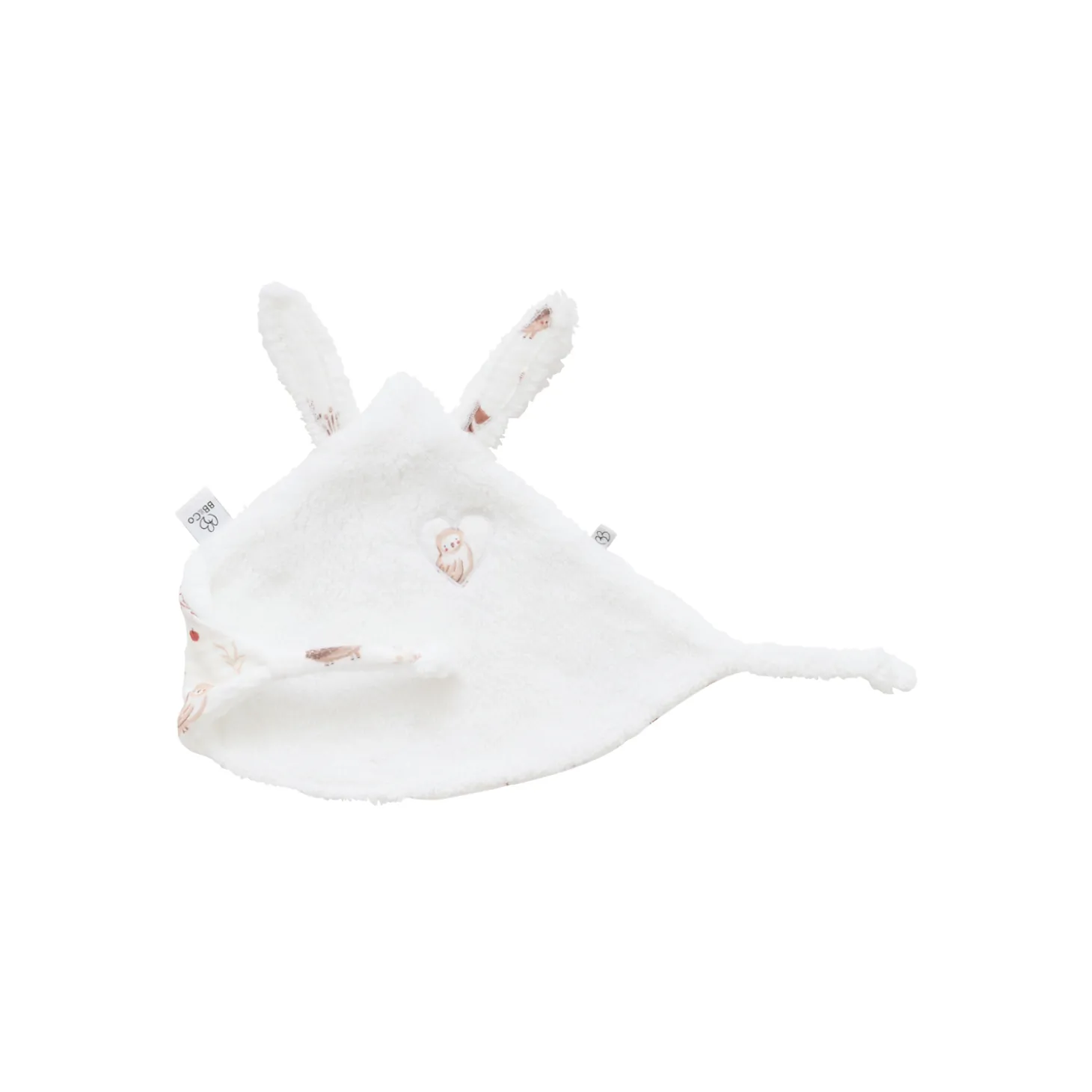 BB&Co Doudou lapin petit cœur microfibre Cosy Forest Blanc/ Mocha