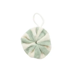 BB&Co                    Fleur de douche enfant en éponge bambou rayée    Ivoire/ Vert De Gris