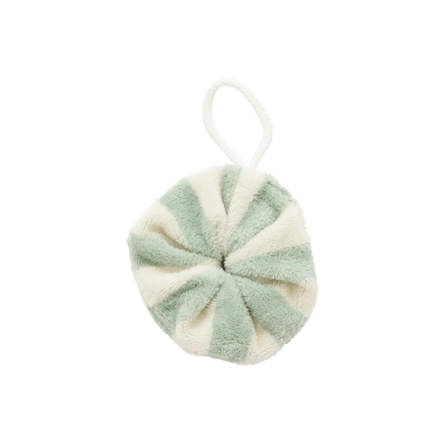 BB&Co Fleur de douche enfant en éponge bambou rayée Ivoire/ Vert De Gris