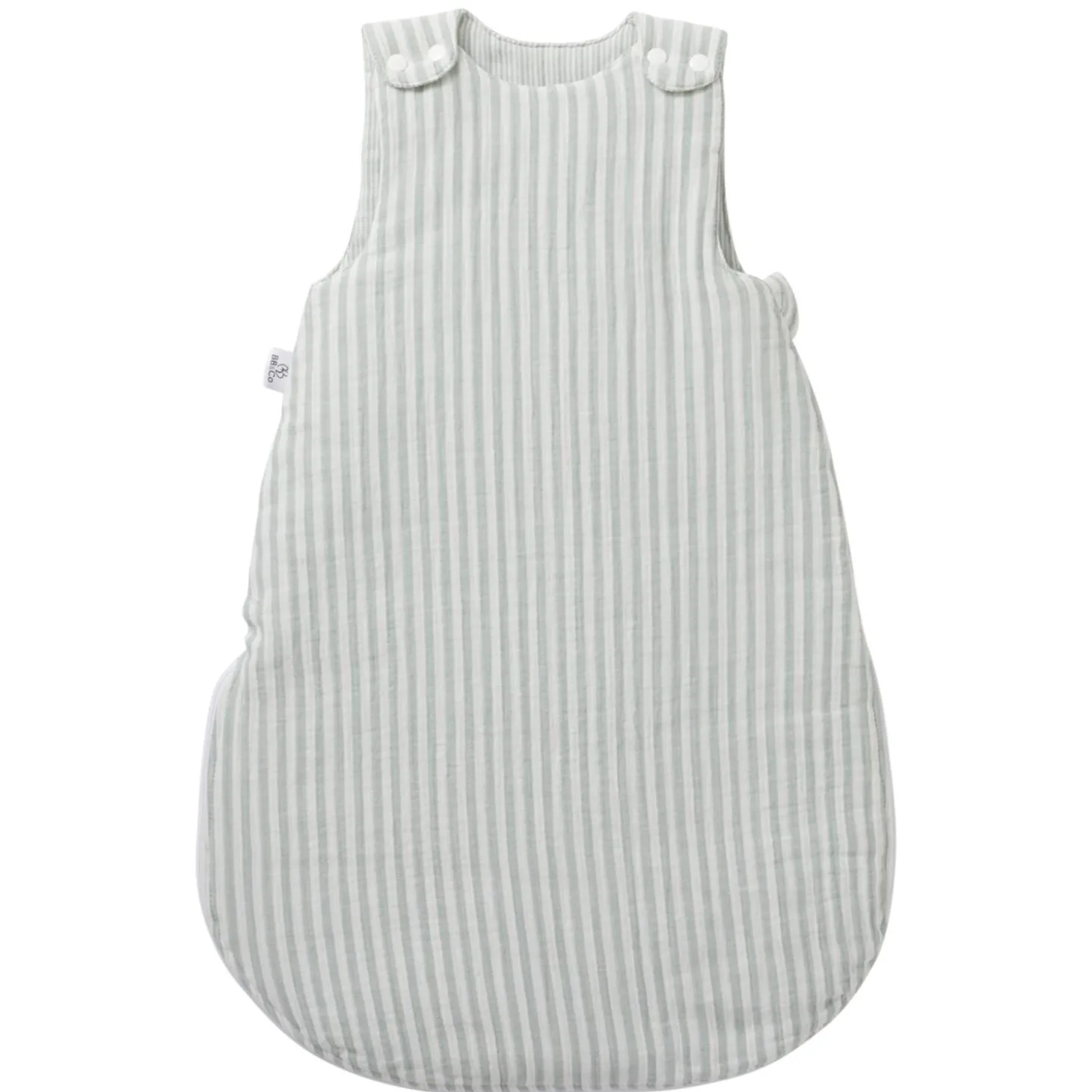 BB&Co Gigoteuse ouatinée en gaze rayé Soft Stripes Écru/ Vert De Gris