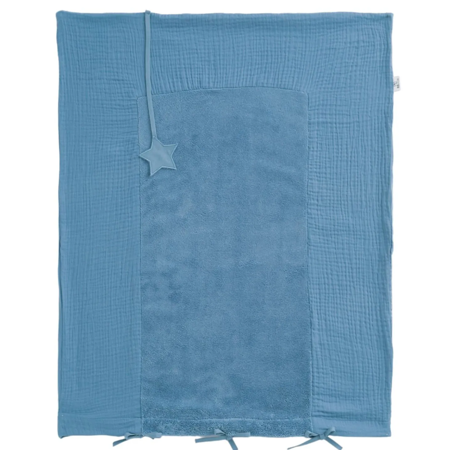 BB&Co Housse de matelas à langer bambou & gaze Mix & Match Pierre Bleue 60x80 cm