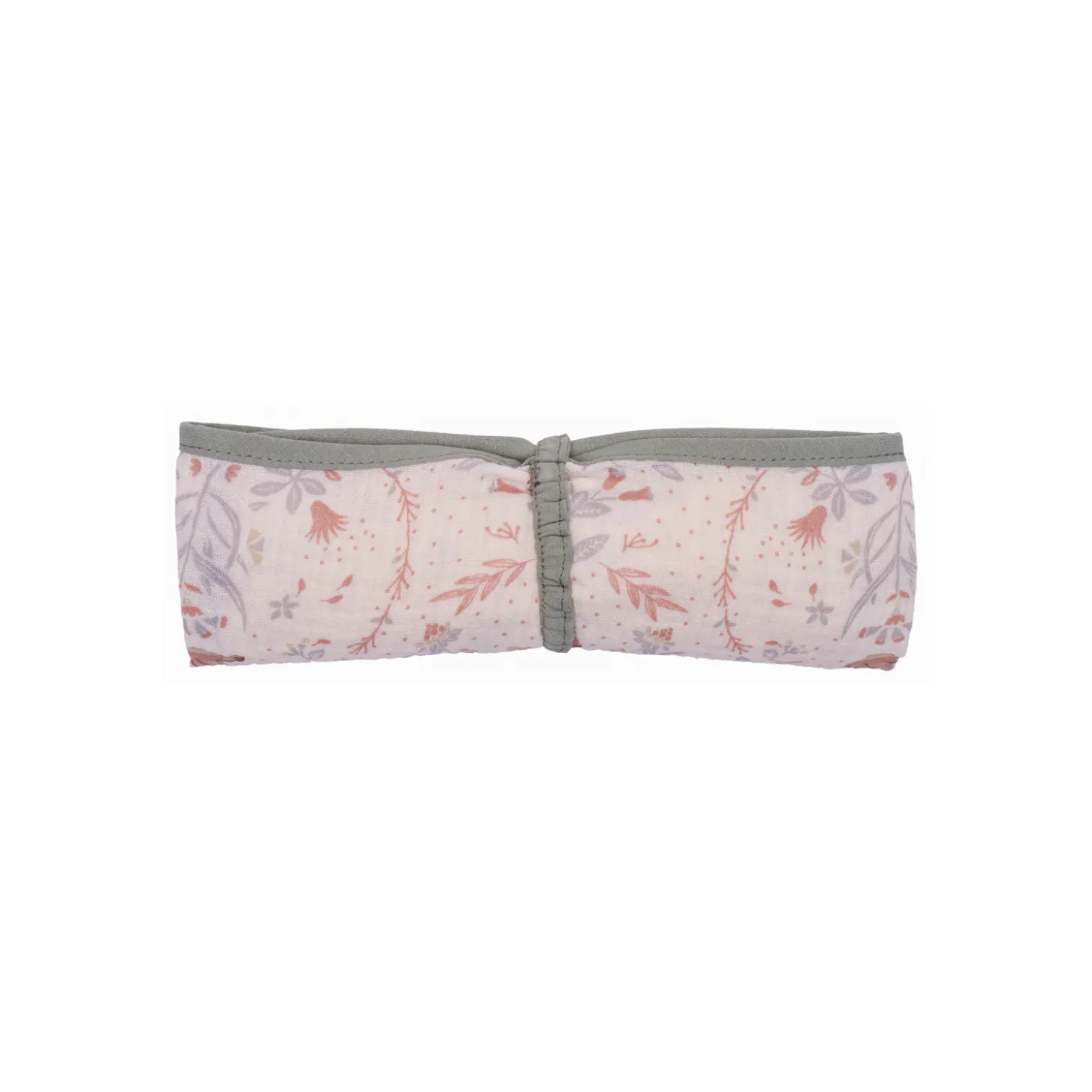 BB&Co Lange en double gaze gaufré imp. jardin enchanté Vert De Gris 70x70 cm