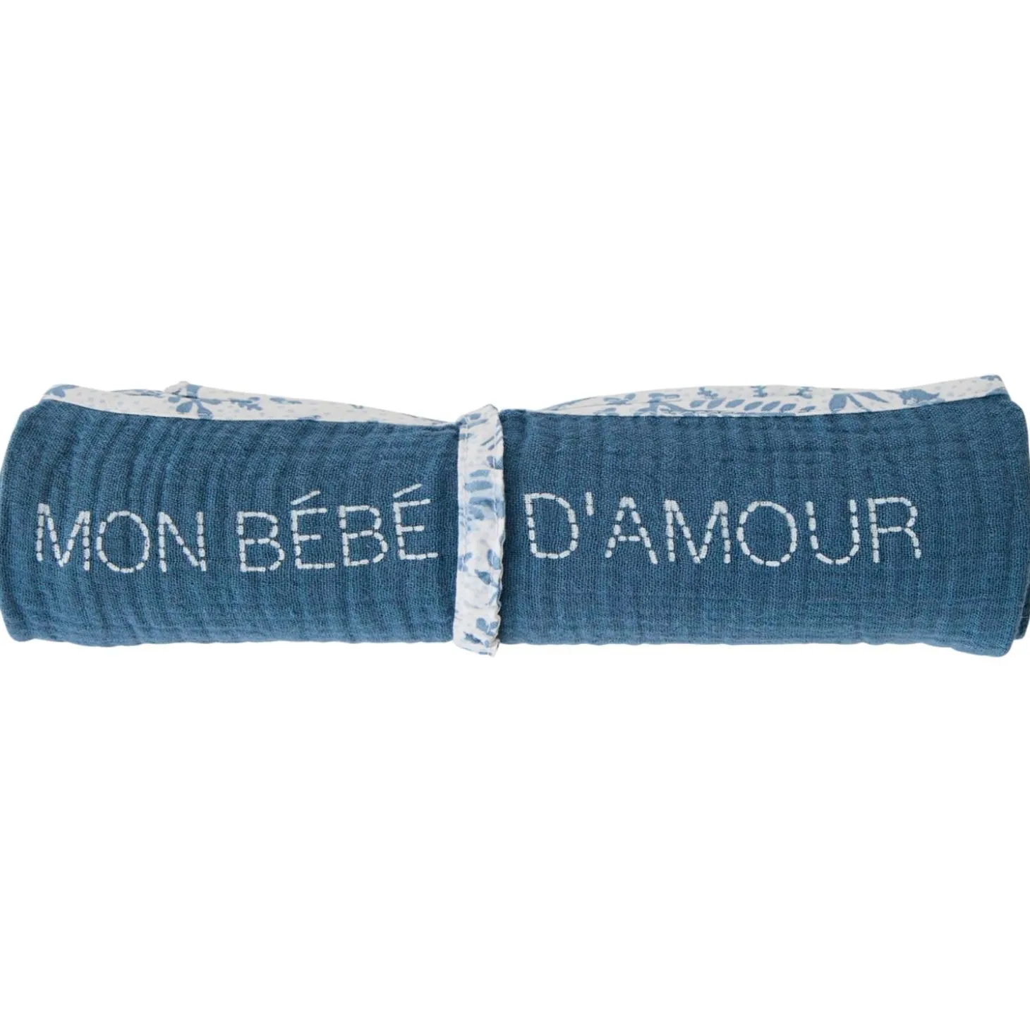 BB&Co Lange multifonctions gaze de coton imprimé forêt Blanc/ Bleu 70x70 cm