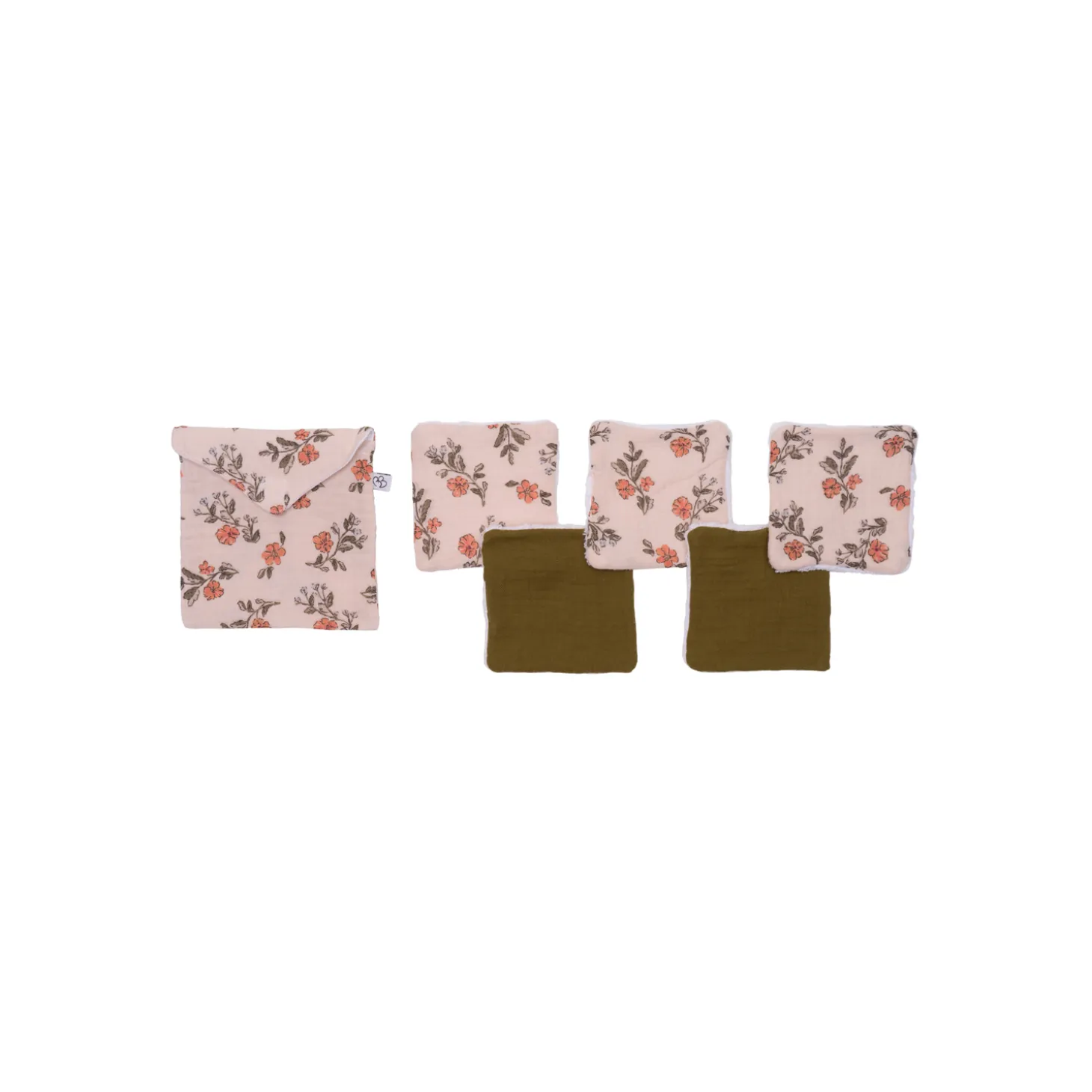 BB&Co 5 lingettes + pochette assortie imp. Fleurs/ Fougère