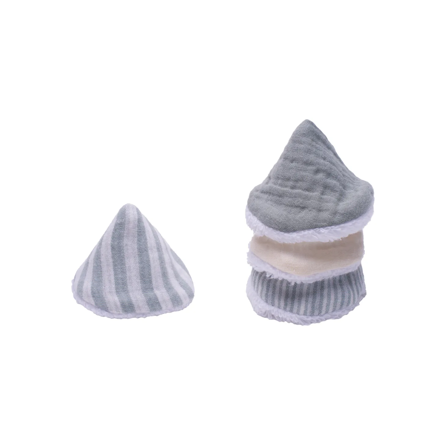BB&Co Lot de 4 cônes pare-pipi en gaze de coton Vert De Gris/ Mousse De Lait