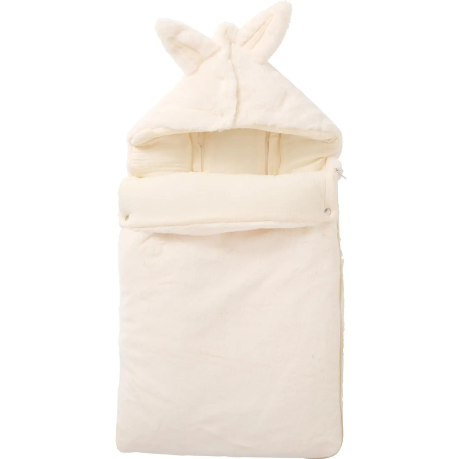 BB&Co Nid d’ange fausse fourrure doublé gaze de coton Écru 0-6 mois