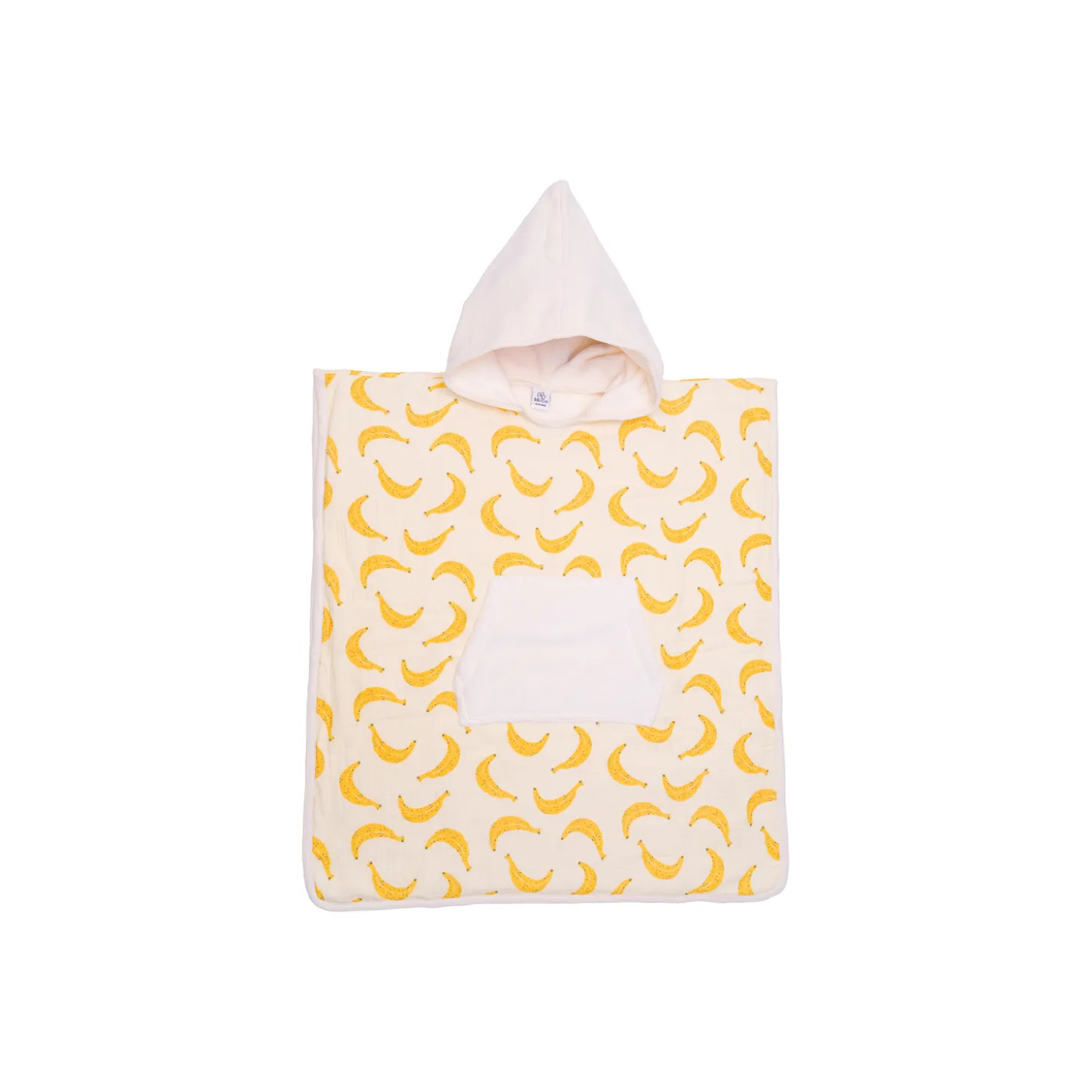 BB&Co Poncho de bain à capuche bambou & gaze bananes Écru/ Jaune 3-5 ans