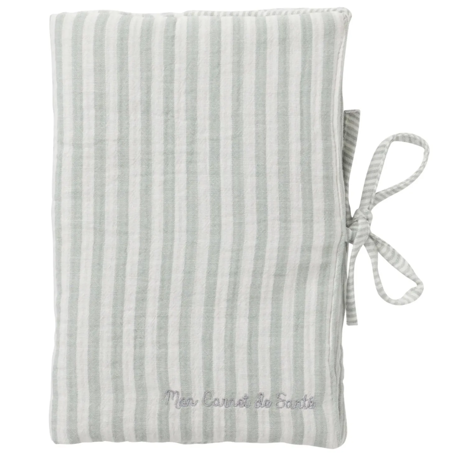 BB&Co Protège carnet de santé rayé Soft Stripes Écru/ Vert De Gris