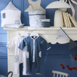 BB&Co                    Pyjama Dors-bien coton Forêt Enchantée    Blanc/ Bleu            1 mois