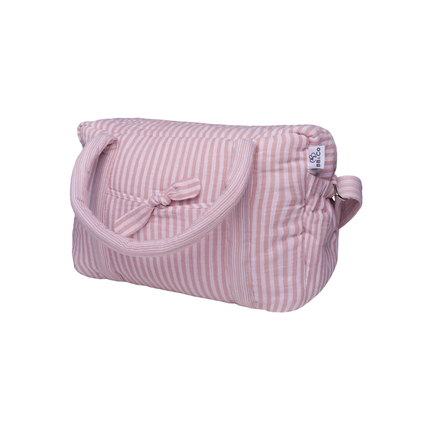BB&Co Sac à langer en gaze de coton rayé Vieux Rose