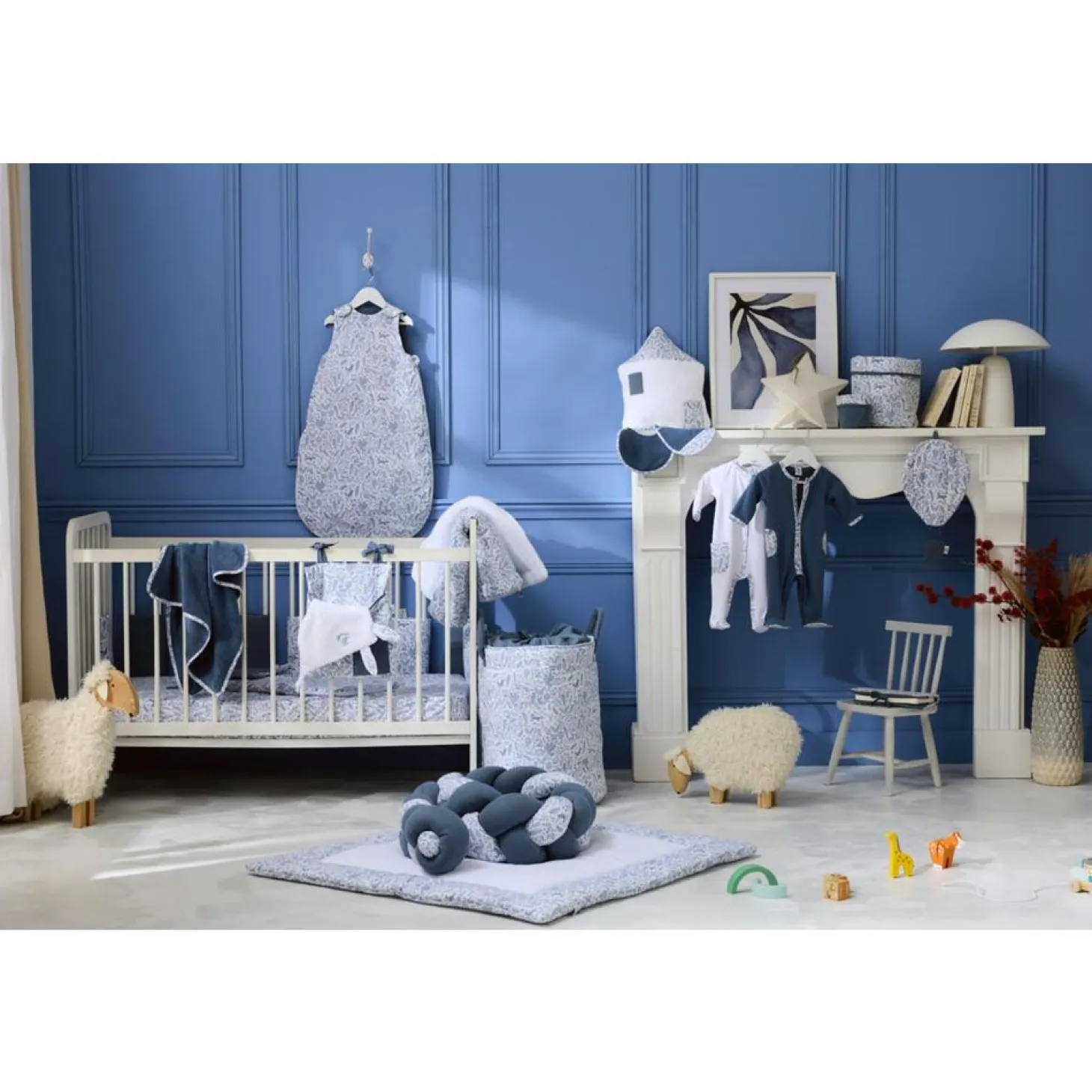BB&Co Set Corbeilles de rangement Forêt Enchantée Blanc/ Bleu