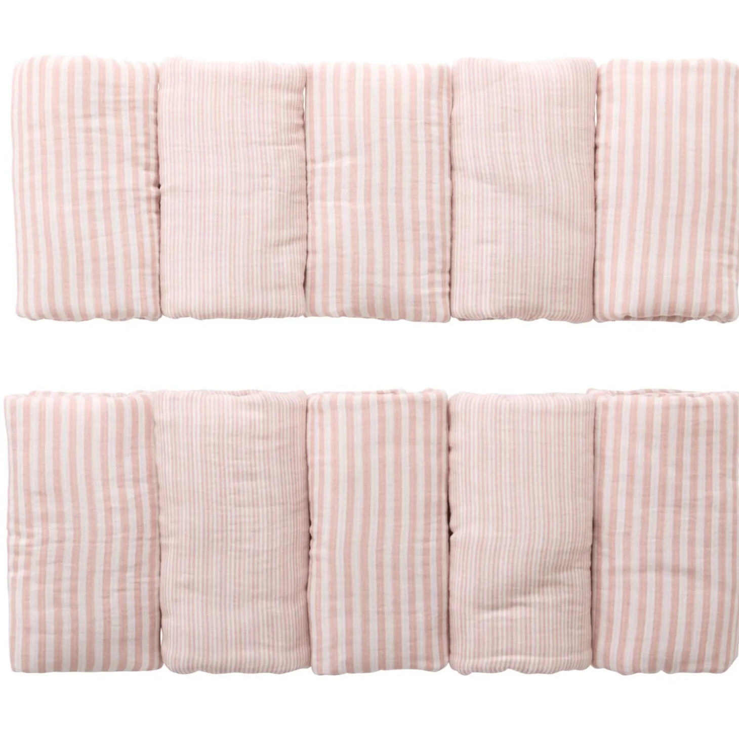 BB&Co Tour de lit modulable rayé Soft Stripes Vieux Rose