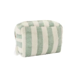 BB&Co                    Trousse de toilette en bambou rayée    Ivoire/ Vert De Gris