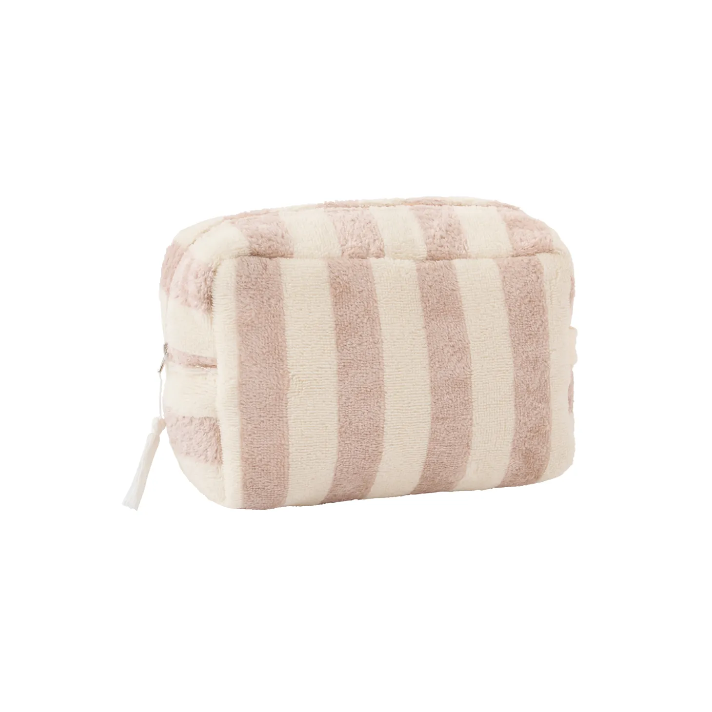 BB&Co Trousse de toilette en bambou rayée Ivoire/ Galet