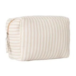 BB&Co                    Trousse de toilette en double gaze rayé    Ecru/ Galet