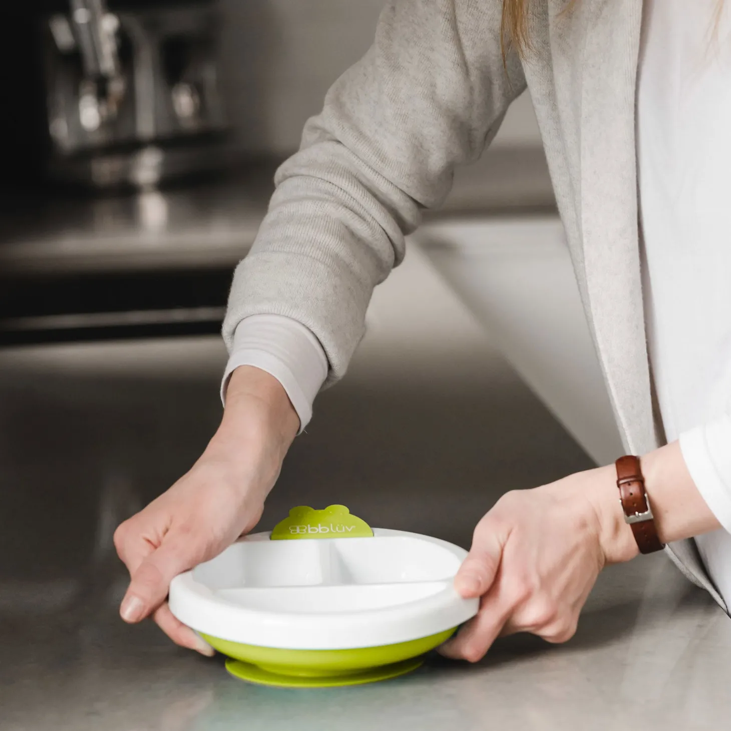 BBlüv Assiette chauffante pour bébé Lime