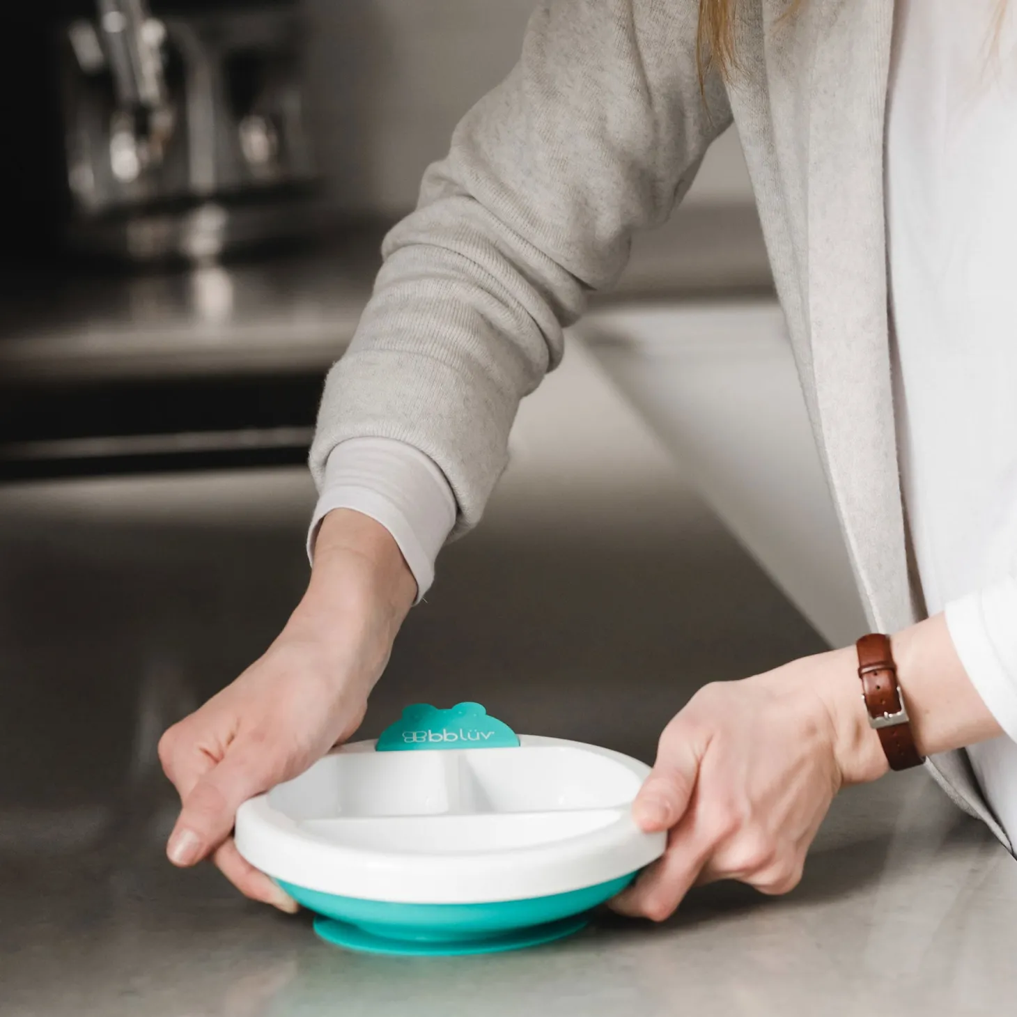 BBlüv Assiette chauffante pour bébé Aqua