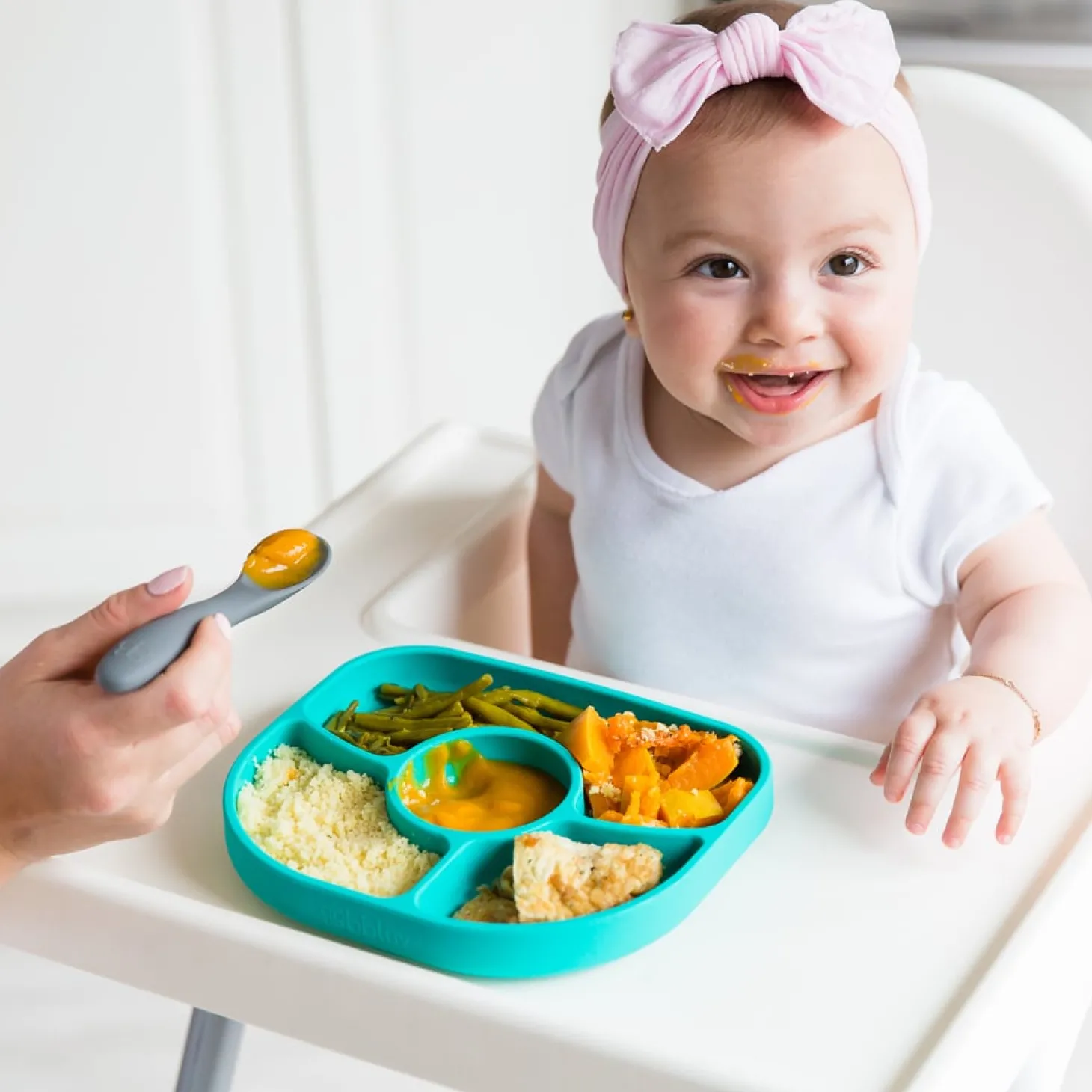 BBlüv Assiette et cuillère en silicone Rose