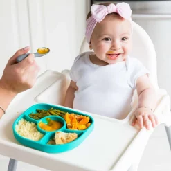 BBlüv Assiette et cuillère en silicone Aqua