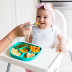BBlüv Assiette et cuillère en silicone Aqua