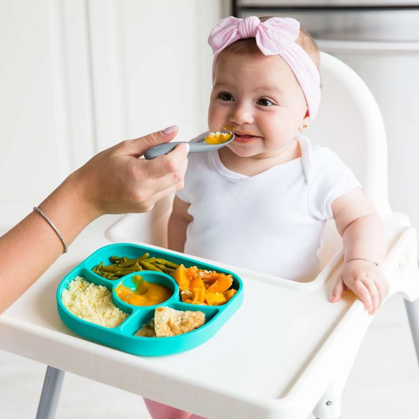 BBlüv Assiette et cuillère en silicone Aqua