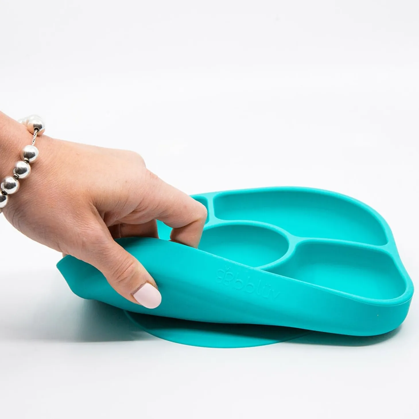 BBlüv Assiette et cuillère en silicone Aqua