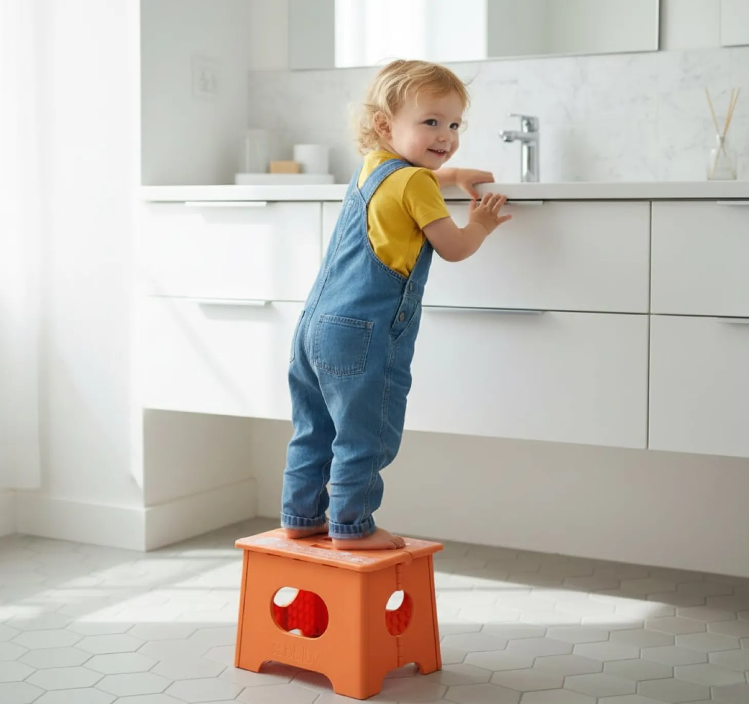 BBlüv Marchepied Step pliable avec steplock Sable 0 mois