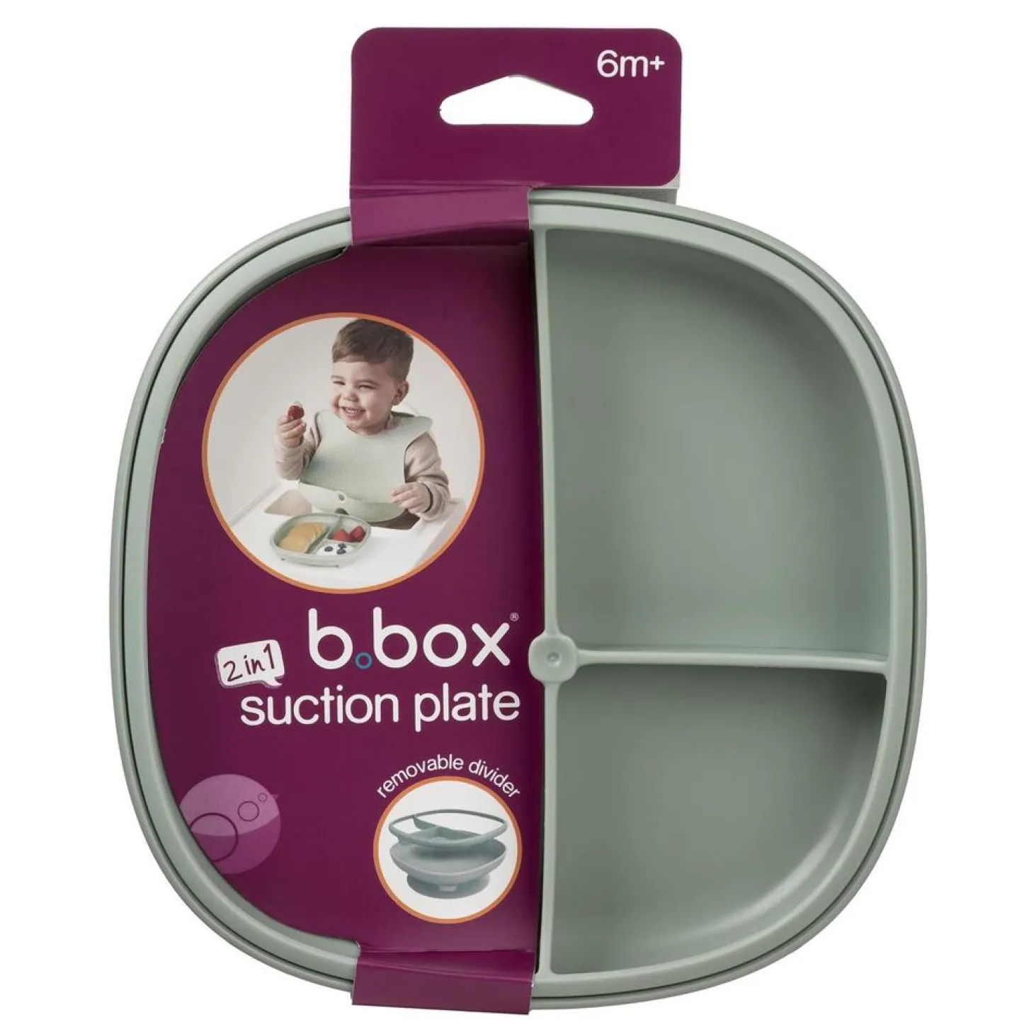 B.Box For Kids Assiette compartimentée 2 en 1 Sage