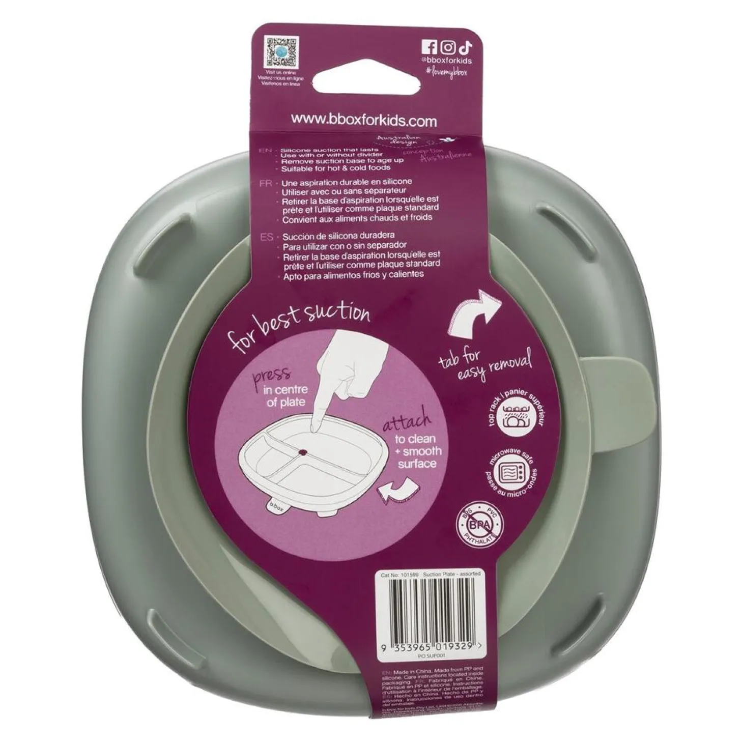 B.Box For Kids Assiette compartimentée 2 en 1 Sage