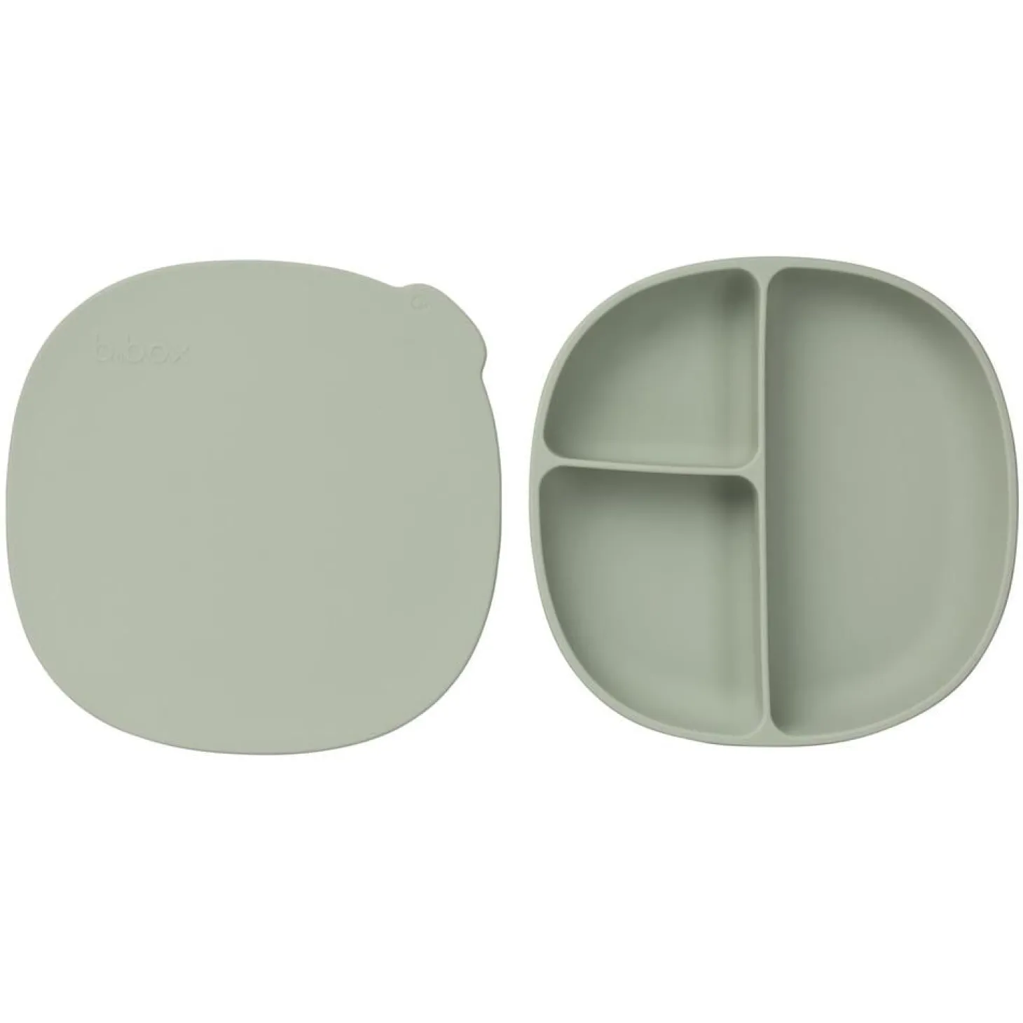 B.Box For Kids Assiette ventousée et couvercle en silicone Sage