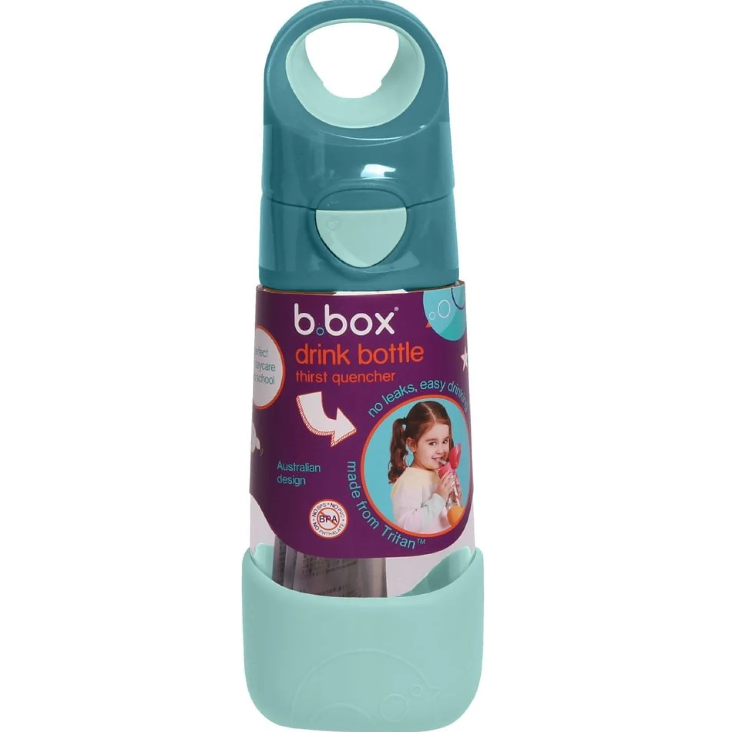 B.Box For Kids Gourde en plastique Tritan avec paille Emerald Forest 450 ml