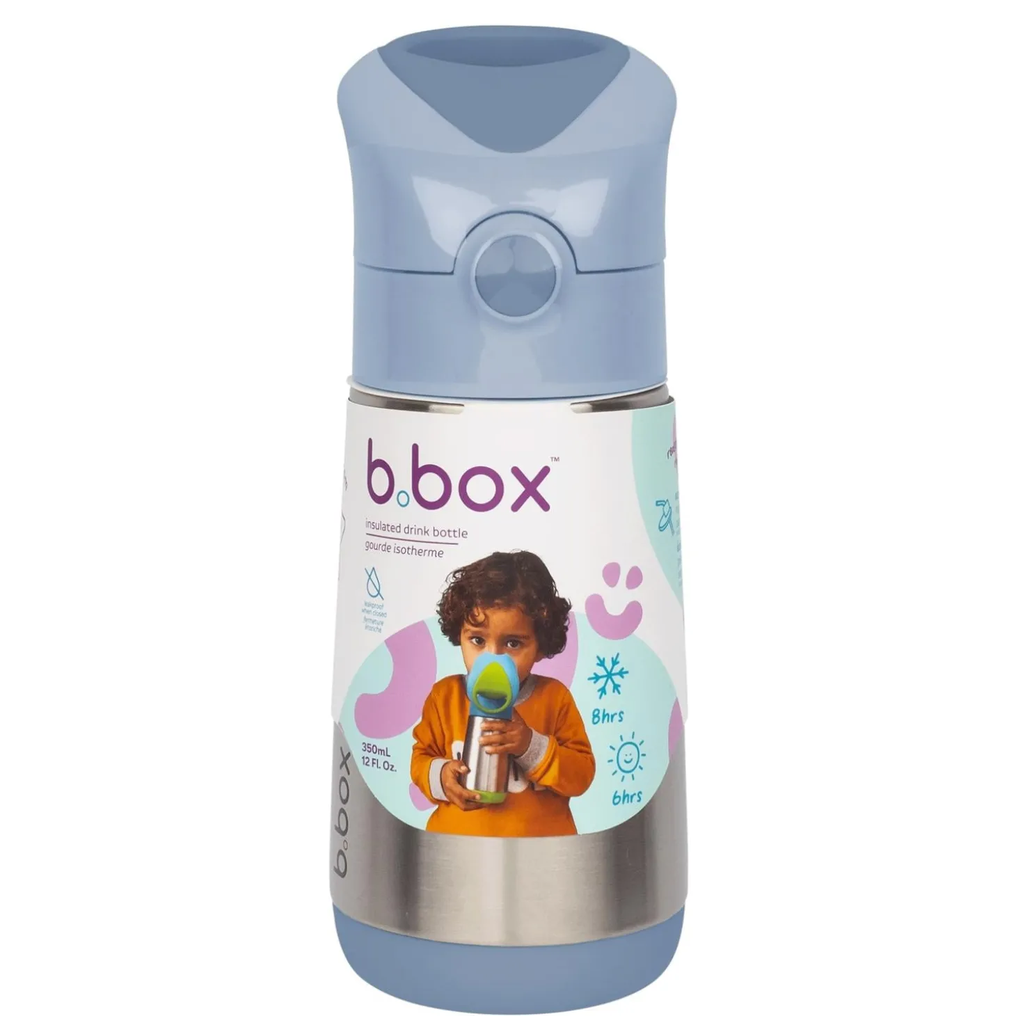 B.Box For Kids Gourde inox isotherme avec paille en silicone Chill out 350 ml