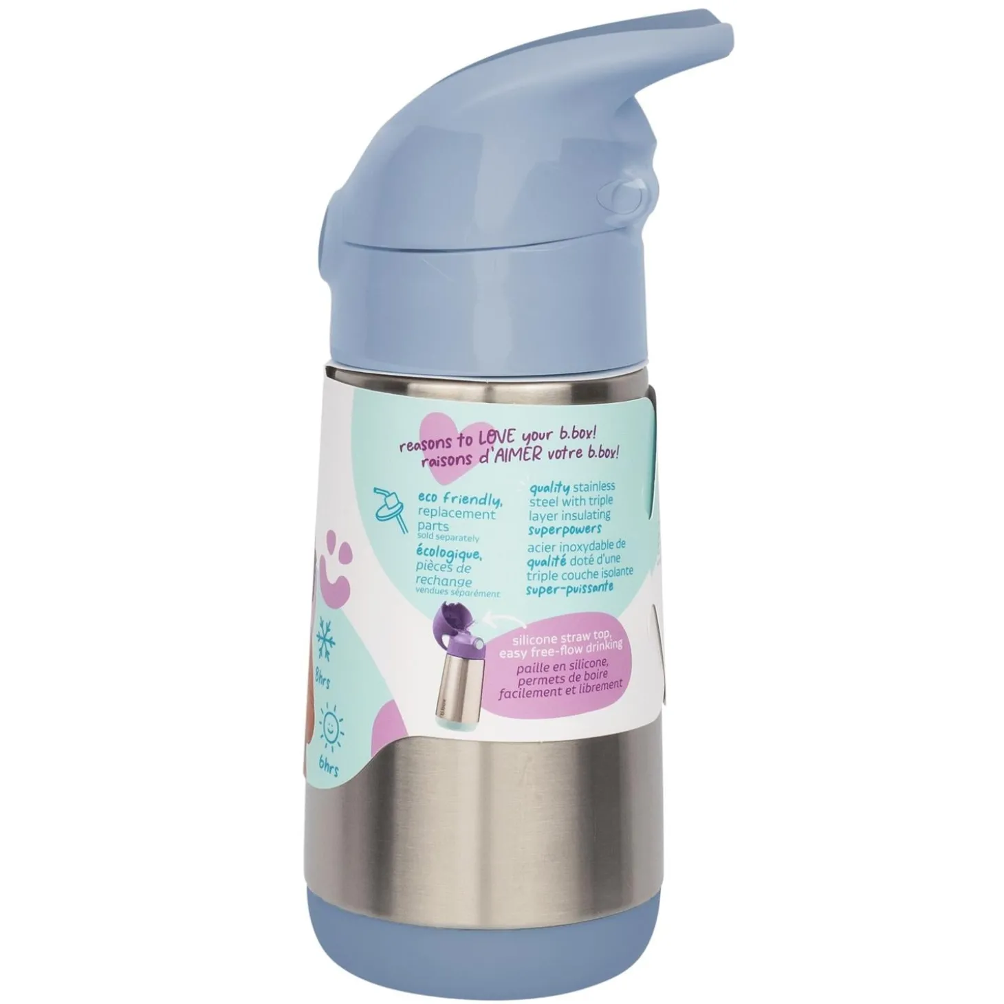 B.Box For Kids Gourde inox isotherme avec paille en silicone Chill out 350 ml
