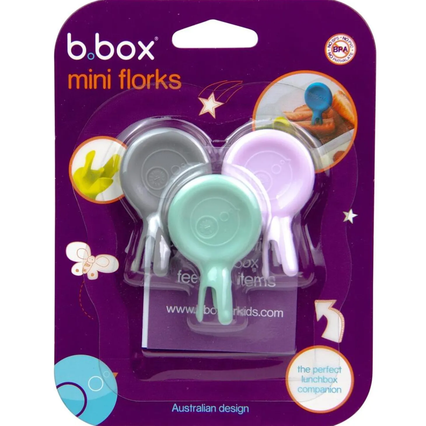 B.Box For Kids 3 mini fourchettes Pastelles