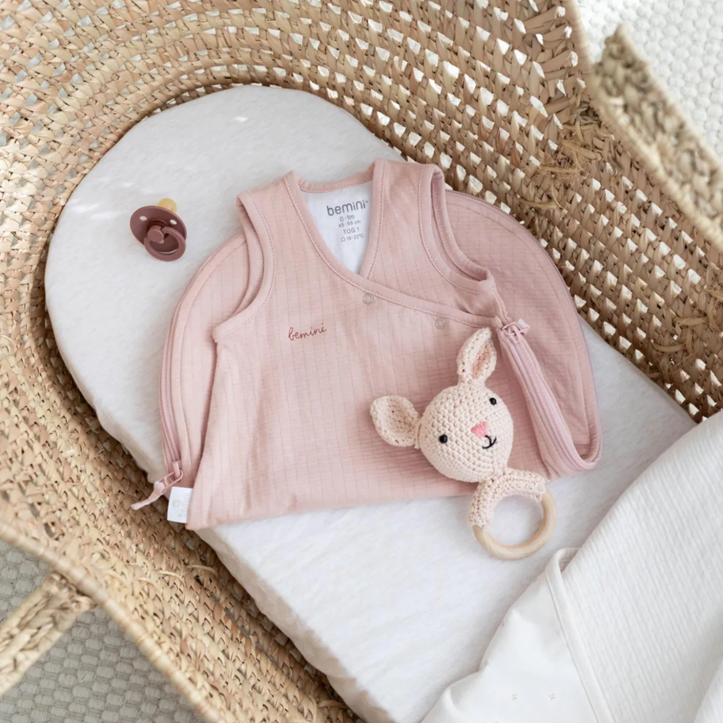 Bemini Magic bag jersey tog 1 vieux rose blush 0-1 mois