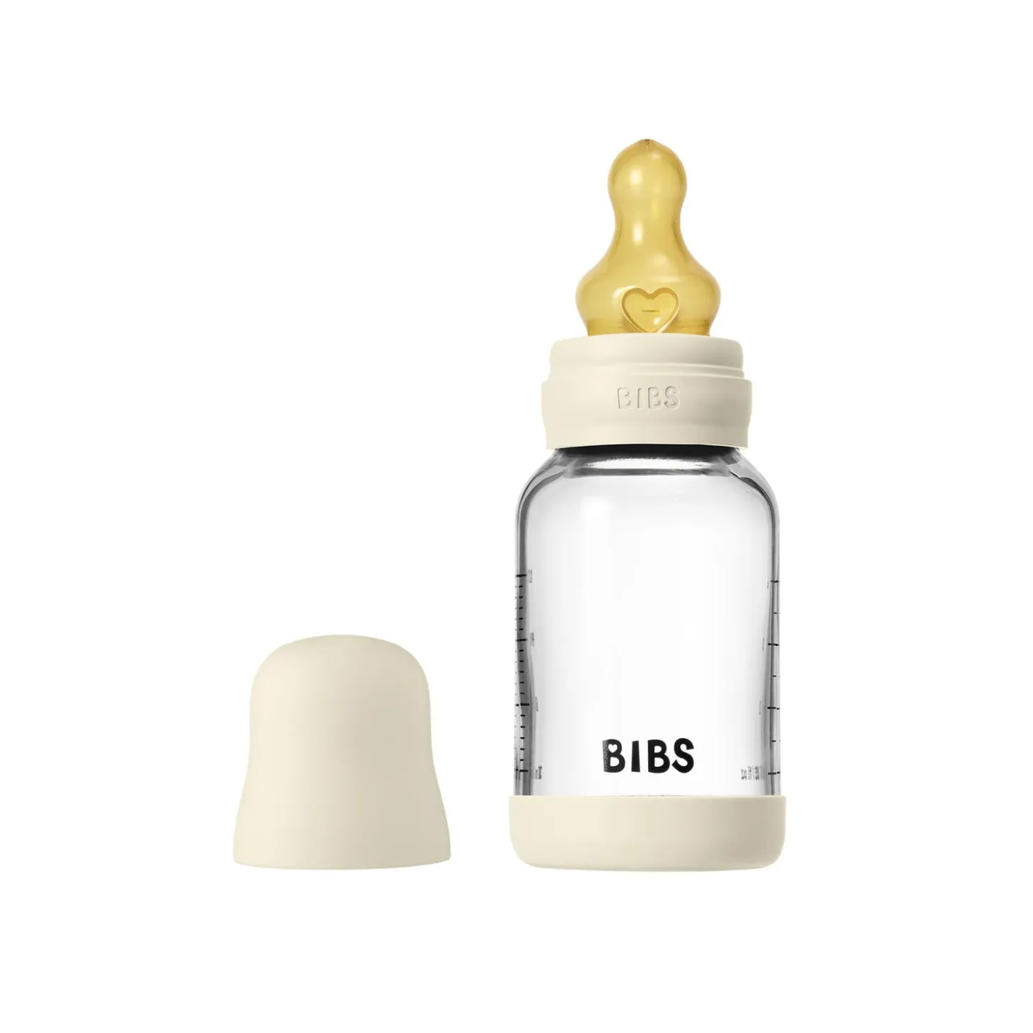BIBS Biberon en verre Rond Caoutchouc naturel 1 Pack Ivory