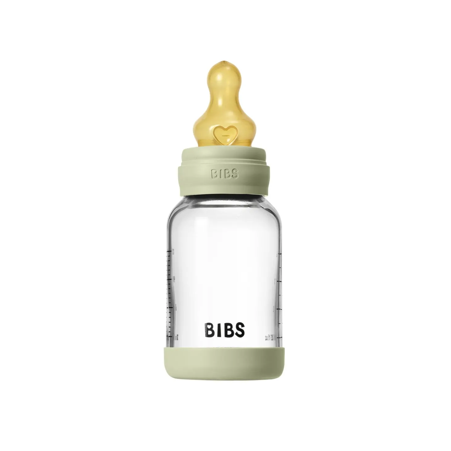 BIBS Biberon en verre Rond Caoutchouc naturel 1 Pack Sage 120 ml - Débit lent