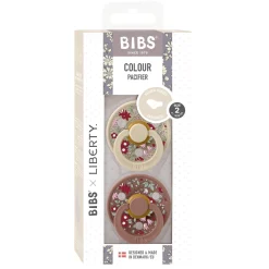 BIBS BIBS x Liberty Tétine Colour 2 Pack Caoutchouc naturel Anatomique Vanilla/Woodchuck 6-18 mois