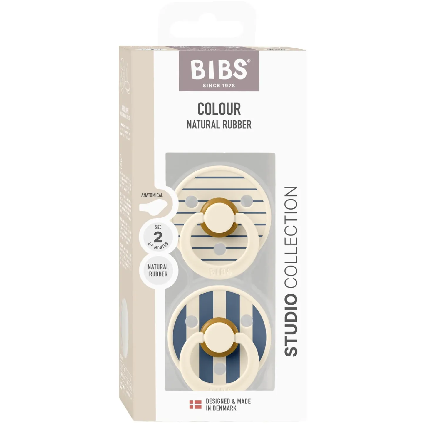 BIBS BIBS x Liberty Tétine Colour 2 Pack Caoutchouc naturel Anatomique Ivory/Steel Blue 6-18 mois