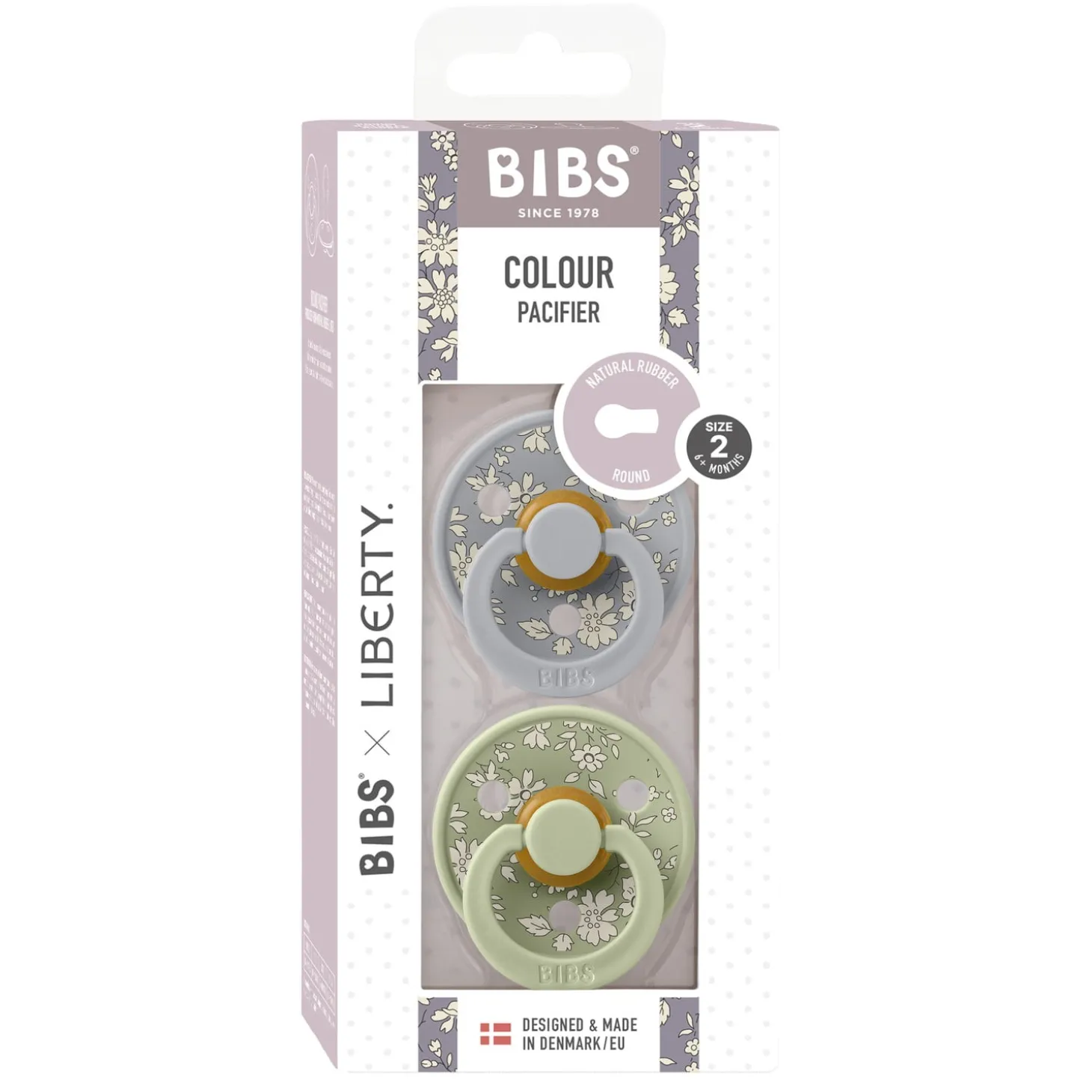 BIBS BIBS x Liberty Tétine Colour 2 Pack Cloud/Sage 0-6 mois