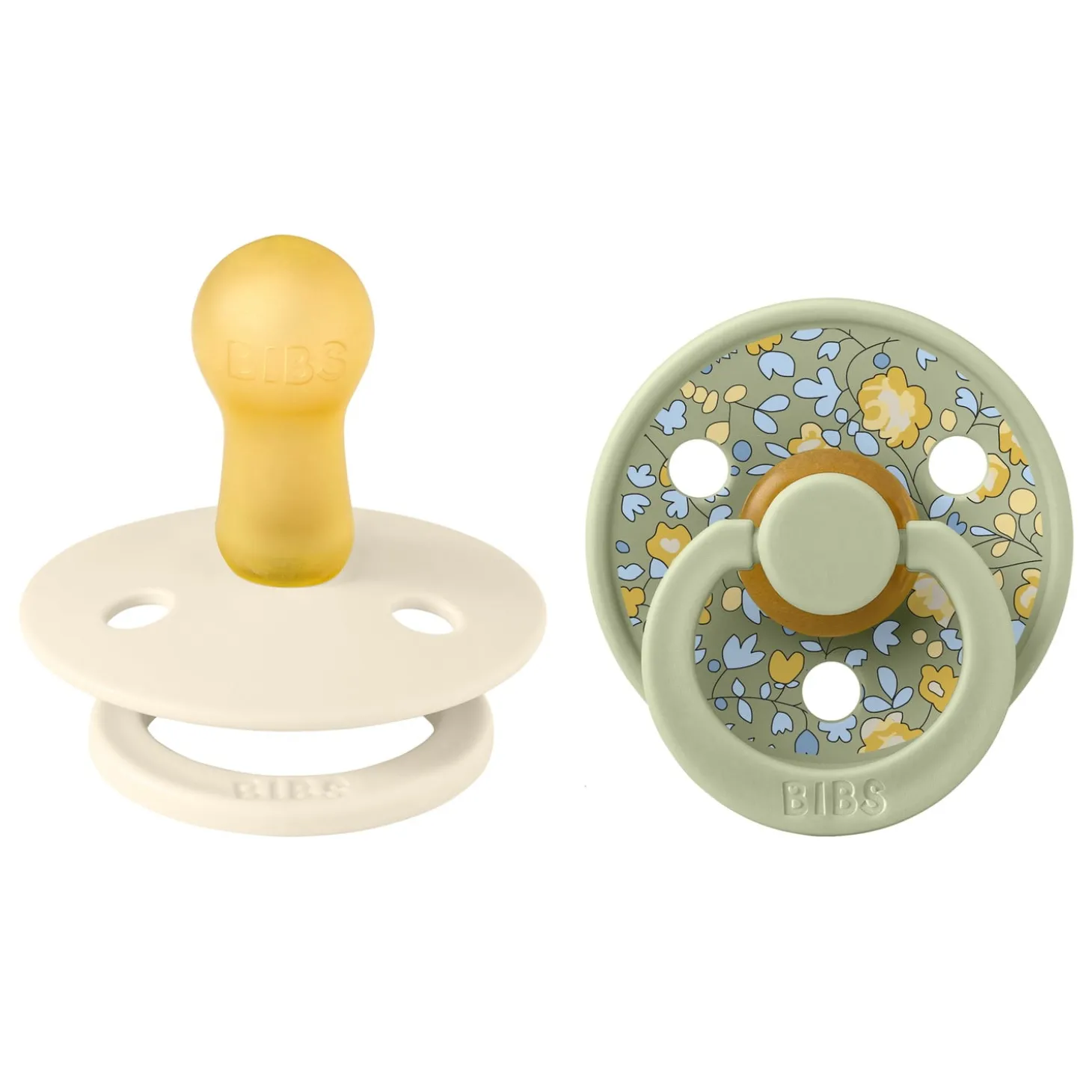BIBS BIBS x Liberty Tétine Colour 2 Pack Caoutchouc naturel Honey Bee/Sage 6-18 mois