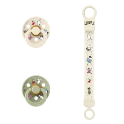 BIBS Bibs x Moomins Coffret Tétine + Attache Loop Ivory/Sage