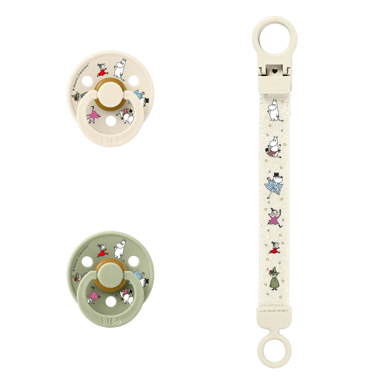 BIBS Bibs x Moomins Coffret Tétine + Attache Loop Ivory/Sage
