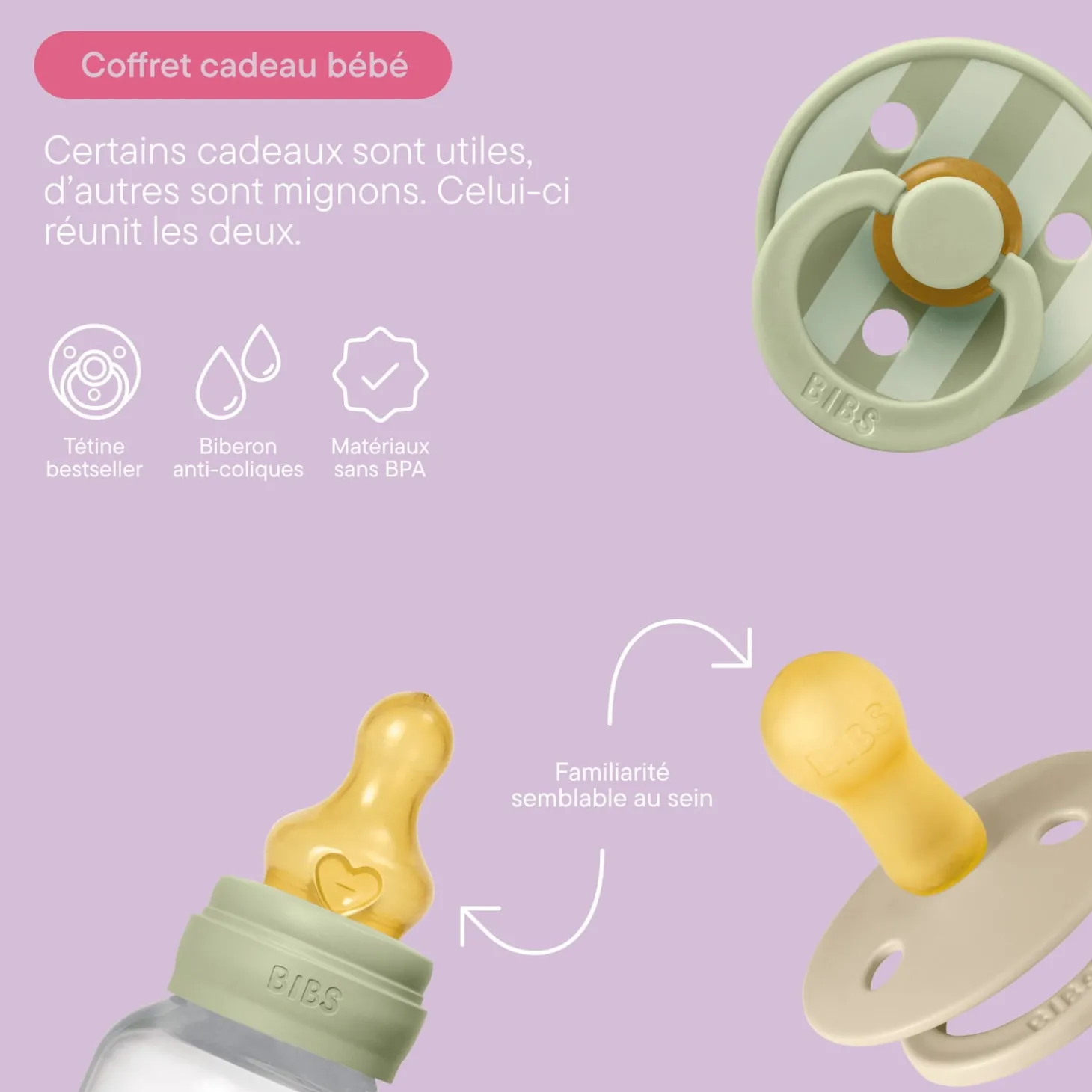 BIBS Coffret Cadeau Les Essentiels Sage