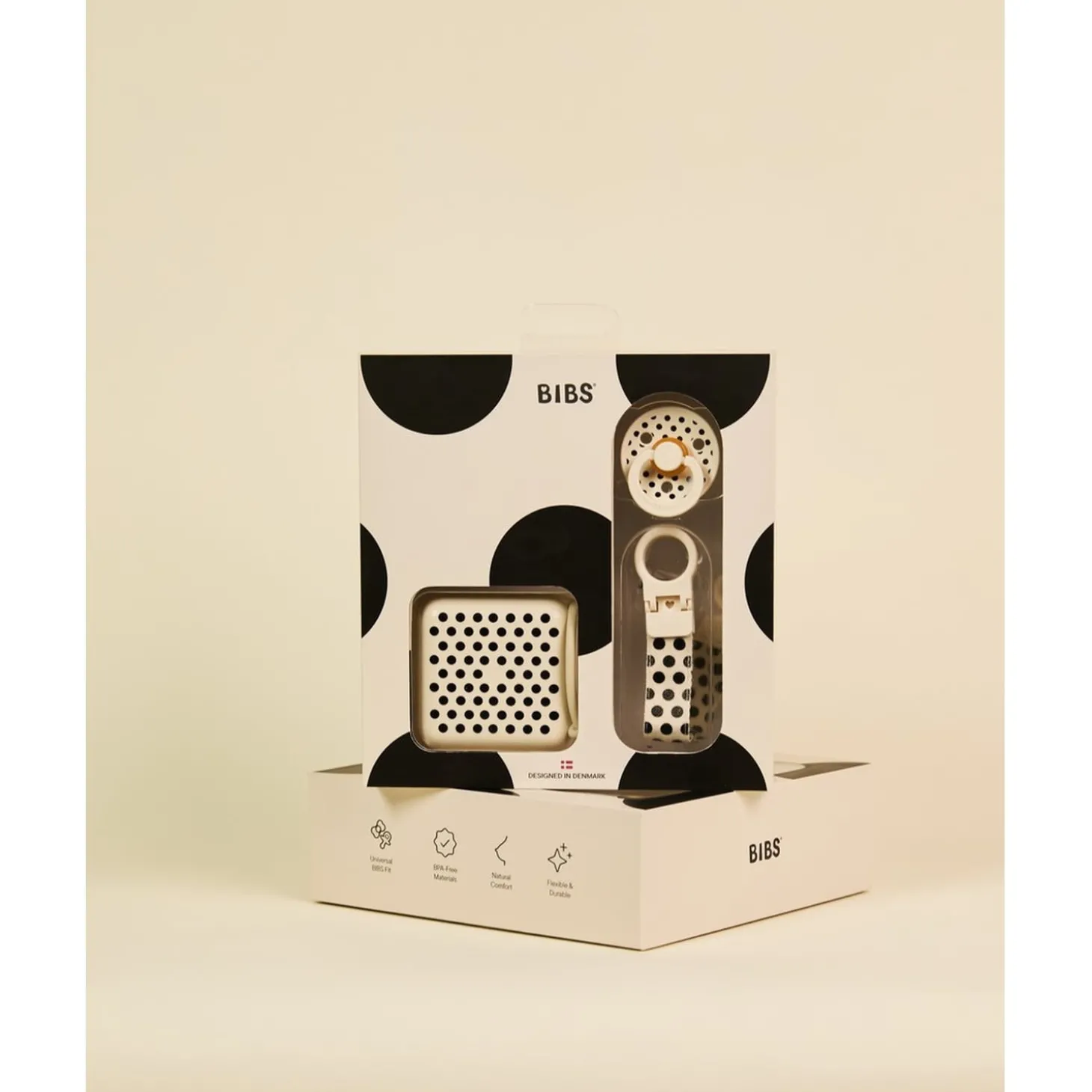 BIBS Coffret Cadeau Polka Dots Caout. Ivory Black